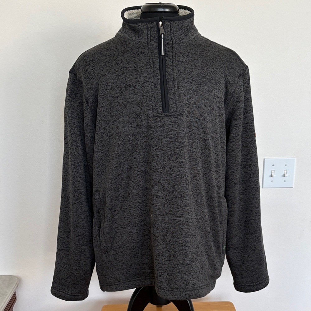 Orvis Quarter Zip Men's Black Quarter-Zip Sherpa Lined Sweater Size XL
